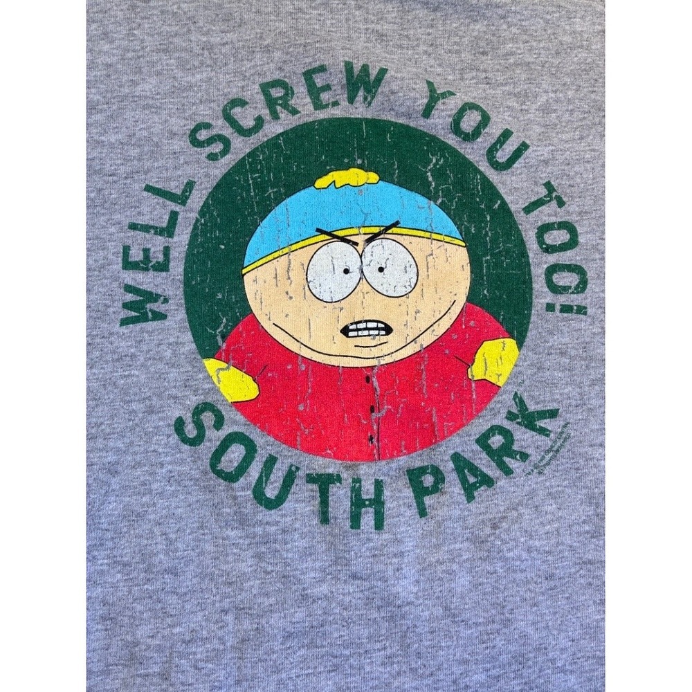 South Park Cartman Gray Graphic T-Shirt XL Comedy Central Tee Screw You Too